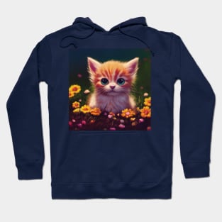 Kitten in field of flowers Hoodie